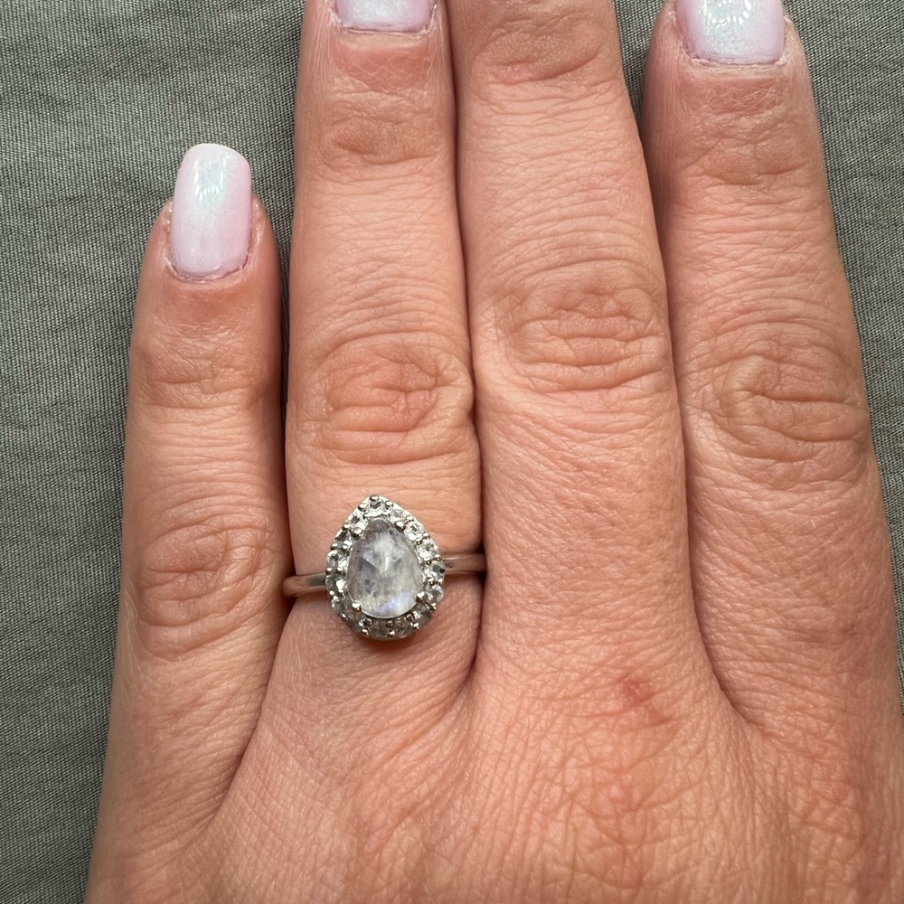 SOLD  Moon Magic Sterling Silver Moonstone and White Topaz Ring - Félice